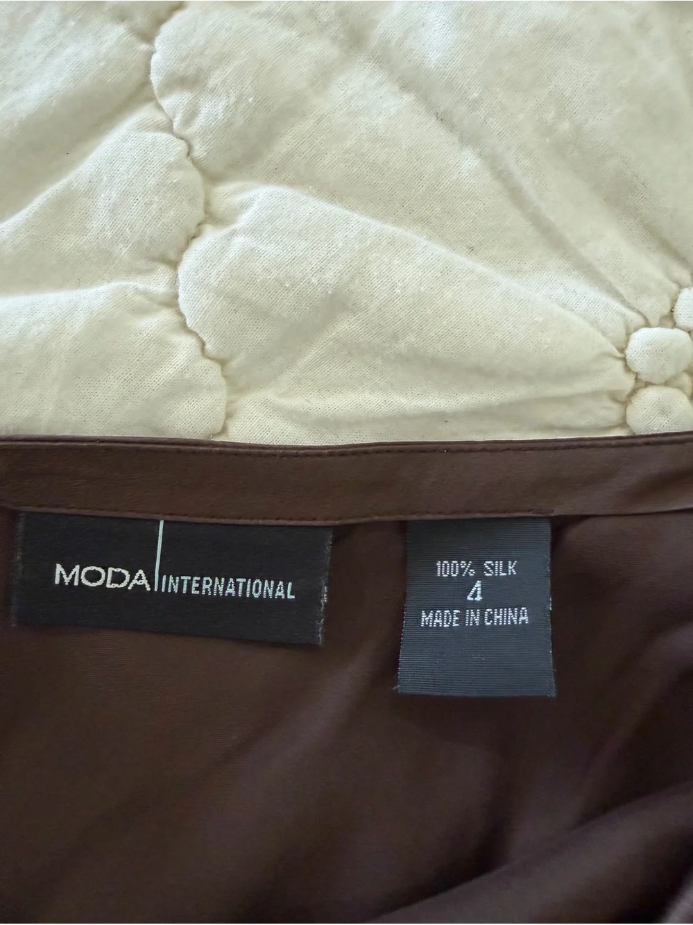 Vintage Moda International 100% Silk Satin Slip Skirt Brown